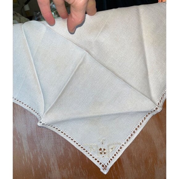 Vtg Linen Napkins Flax 12.5" Square Embroider Drawnwork Cottagecore Dining Home - Picture 8 of 9